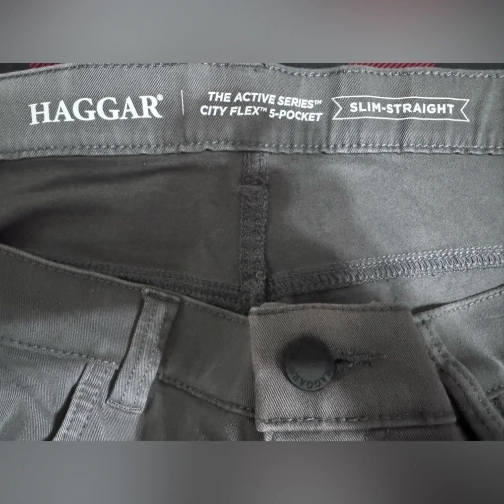 Haggar Jeans Mens 38x32 Gray City Flex Slim Straight Denim Stretch Pants J9